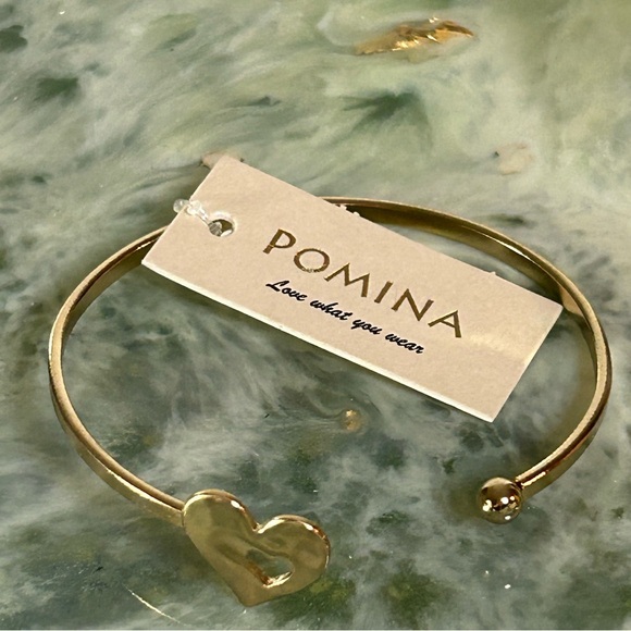 Pomina Jewelry - Pomina Gold Heart Open Bangle Bracelet